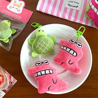 Kawaii Cute Plush Animal Dolls Keychain Brooch Plush Toy For Women Girls Pendant Keyring Backpack Hanging Decoration Accessories