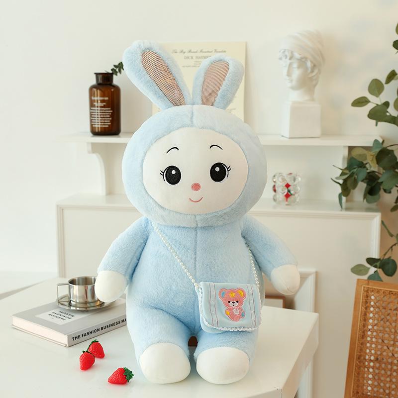 

Милая маленькая кукла-кролик, плюшевая игрушка, девочка спит со своей куклой на кровати, милое украшение для дома, подарок для женщин 33cm【0.2kg】