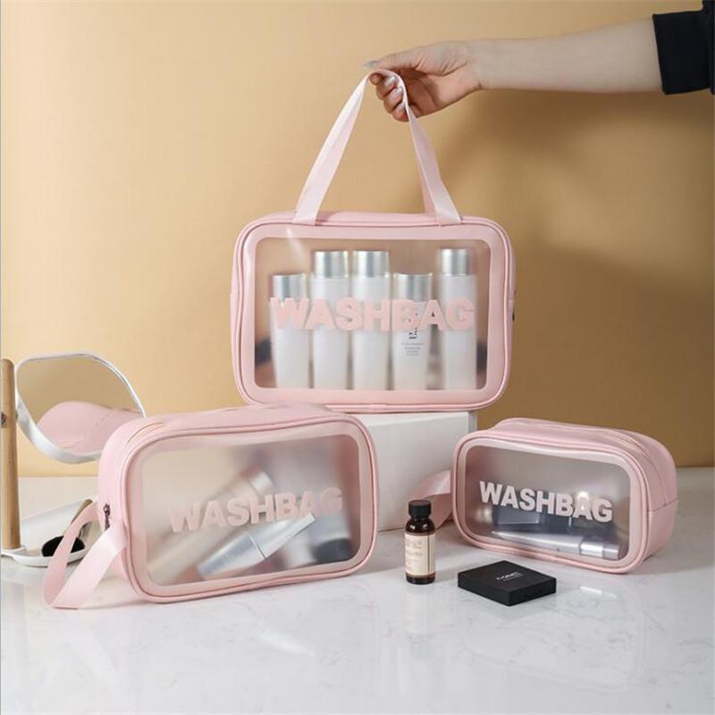 Women's Bag Portable Travel Wash Makeup Bag Clear Makeup Bag Waterproof Cosmetic Lettered Skin Care Makeup Beauty Bags