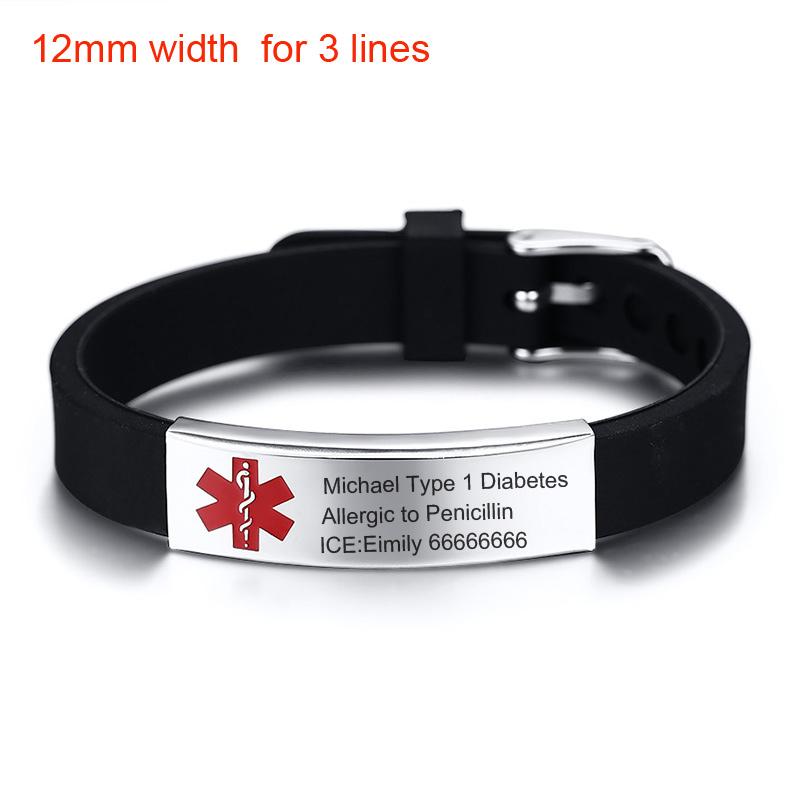 Free Personalized ICE Medical Alert Emergency Reminder Bracelet for Women Men DIABETES EPILEPSY