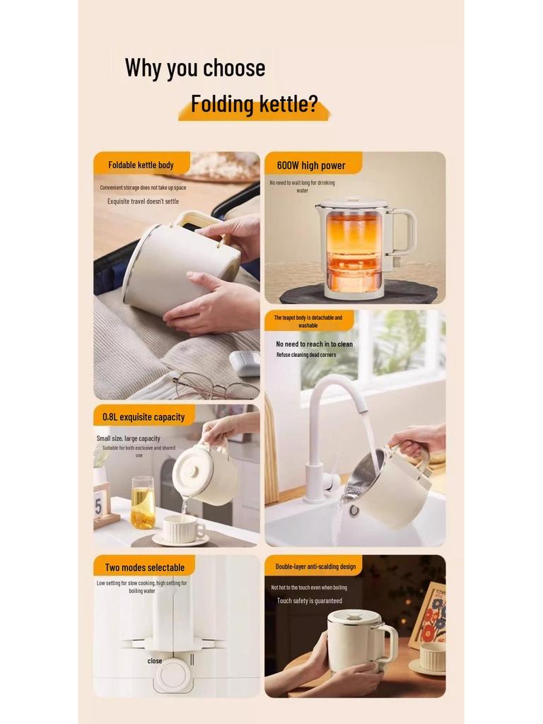 Çift Gerilim Wibily Paslanmaz Çelik Katlanabilir Elektrikli Su Isıtıcı Saplı - Mükemmel Kış Hediyesi