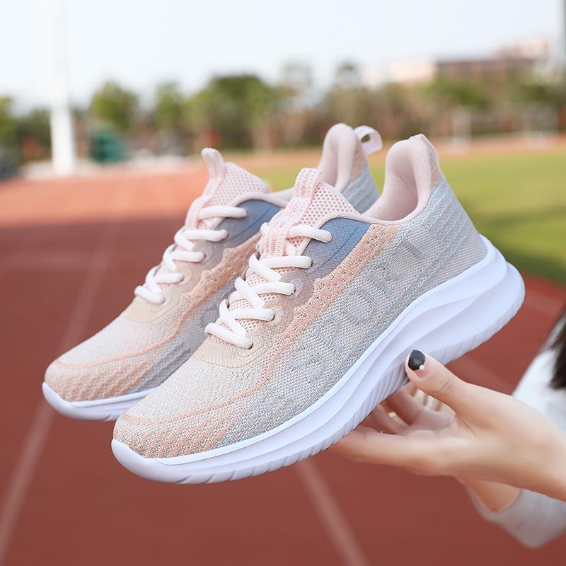 Fashion Summer Mesh Running Thick Soled Lace Up Comfortable Training Breathable Tennis Shock-absorbing Vulcanized Shoes Large Size