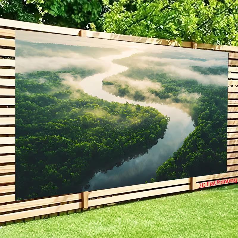 

2D Lush Forest and River in Morning Mist Photo Booth Backdrop Cloth 47.2x31.5inch/120*80cm