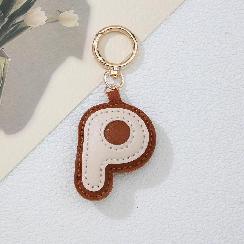 PU-Leder Bonbonfarbe A bis Z Initialen Schlüsselanhänger für Damen Einfach Mode Rucksack Telefonanhänger Autoschlüsselanhänger Schmuck Geschenke