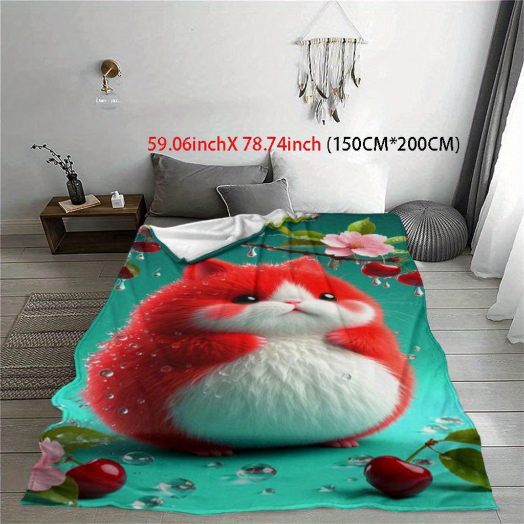 Cute Cat Flannel Blanket - Soft and Warm, Suitable for Sofas, Beds, Chairs, Camping, and As a Holiday Gift for Family and Friend