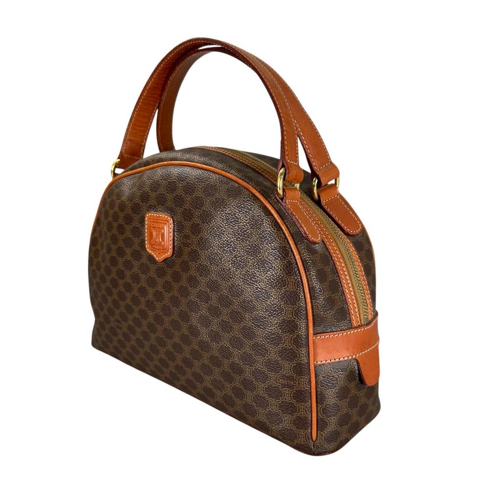 Celine Macadam Handbag Brown Women Mini Boston Used