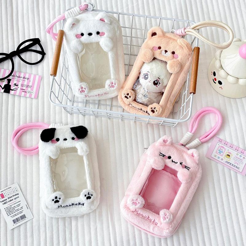 Cartoon Animal Plush Storage Bags for 13cm Cute Doll Display Plastic Protector Case Zipper Cosmetic Bag for Women Traveling Bags