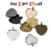 10pcs/lot 25mm  Heart-Shaped Pendant Cabochon Base Setting Cameo Findings For DIY Jewelry Making Supplies