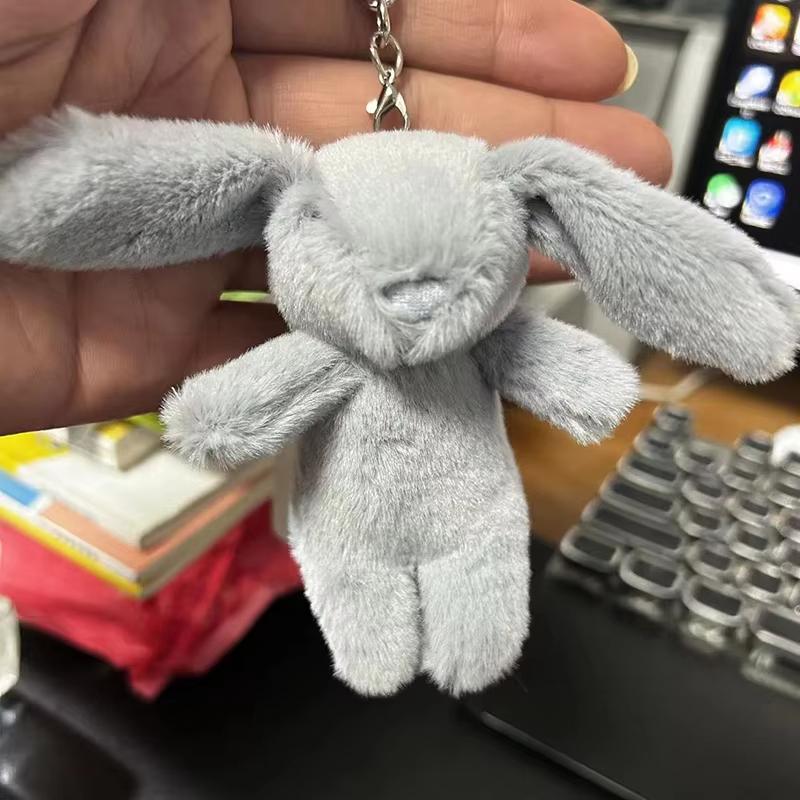 Stuffed Animals Cute Cartoon Rabbit Keychain Love Pompom Trinket Toy Girl Bag Car Keychain Mobile Phone Pendant Jewelry Gift
