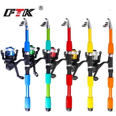 FTK Set combinato canna da pesca, 1,8 m/5,90 piedi Canna da spinning pieghevole 1 pezzo Mulinello da spinning 1 pezzo - Mulinello da pesca d'acqua dolce combinato