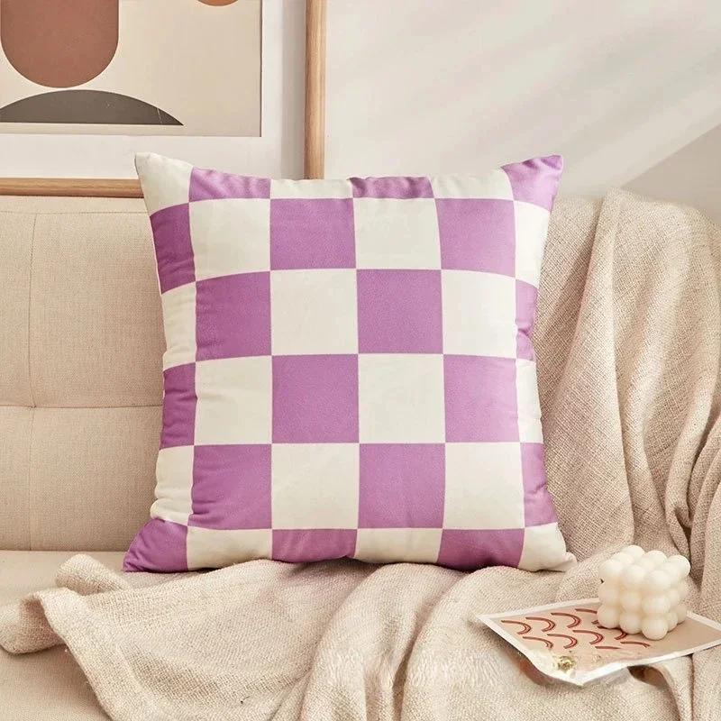 Checkerboard Plaid Cushion Cover Pillowcase Sofa Seat Bed Retro Home Decor