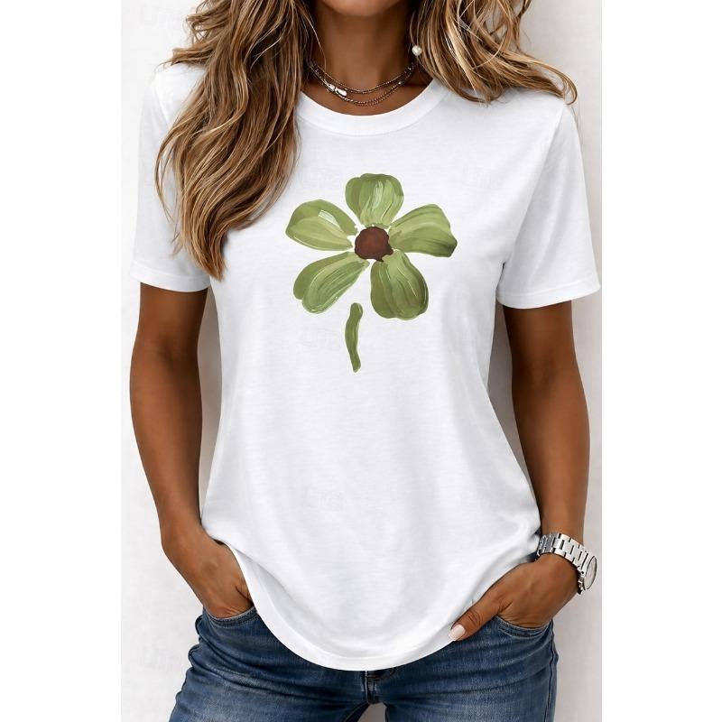 Women's T Shirt Print Floral Graphic Plants Bohemia Hawaiian Stylish Short Sleeve Crew Neck Round Regular Tops Casual Daily