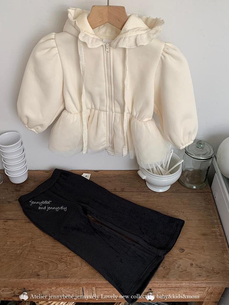 Dětská podzimně-zimní bunda s kapucí Jenny: Stylový síťovaný zipový kardigan pro holčičky