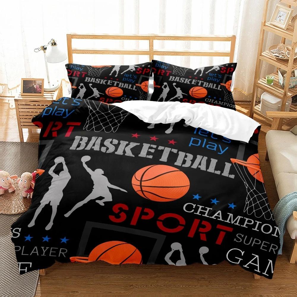 Basketball 3D Bedding Set Dunk Duvet Cover Pillowcase Double Queen Size Bed Size, Home Bedroom Decoration, Kids Boy Gifts