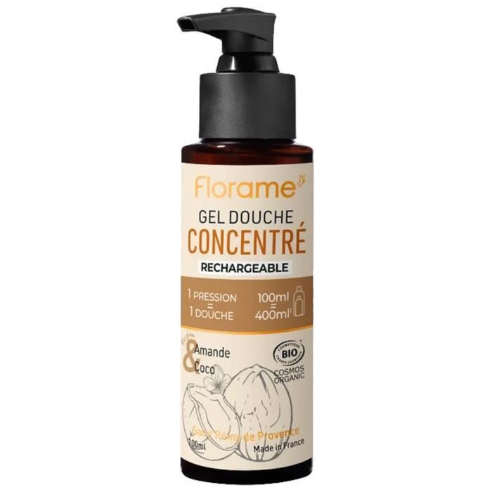Gel Douche Concentré Amande et Coco Rechargeable Bio 100 ml - Florame