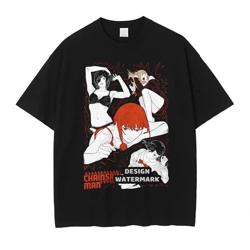 My Chemical Romance and Chainsaw Man Print T Shirts Oversized Y2k Men Women Short Sleeve High Quality Streetwear Female Male Tee