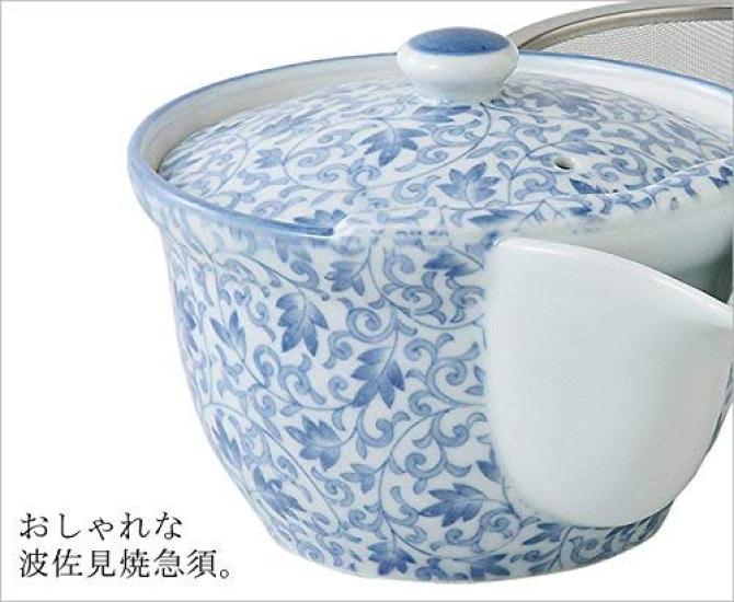 Arita Ware Flower Arabesque Marby Teapot with Basket Ceramic Teapot Ale-net Mesh,