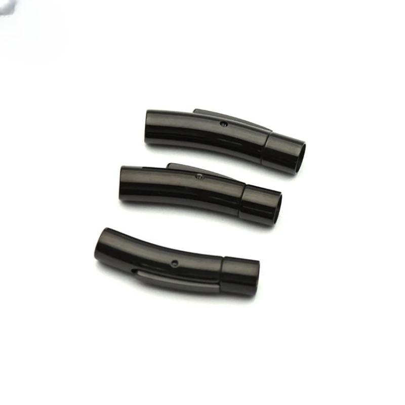 5Pcs/Lot Stainless Steel Snap Push Buckle Leather Cord Bracelet Spring Buckle Titanium Steel Jewelry Findings Wholesale
