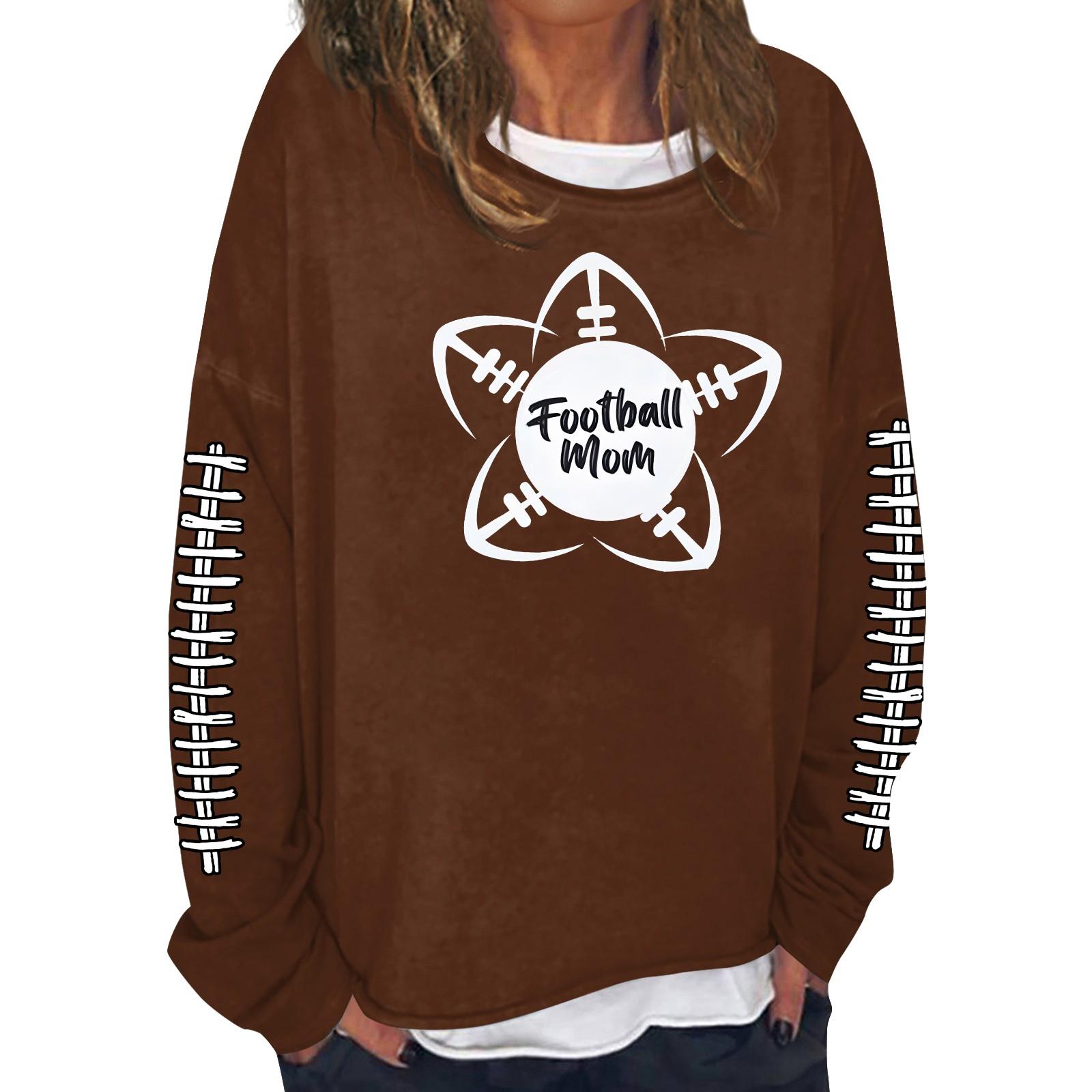 

Женская модная повседневная толстовка с длинным рукавом и круглым вырезом с принтом L коричневый