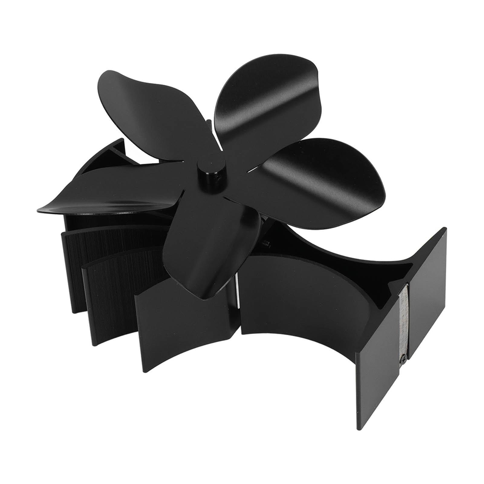 Stove Fan Heat Powered Low Noise Aluminium Alloy 5 Blade Fireplace Accessory for Home