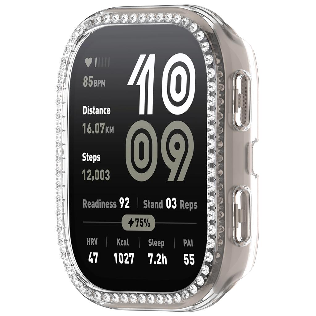 Für Huami Amazfit Bip 6 (A2435) Transparente Uhrenhülle Strass Dekoratives Hohldesign PC Uhrenabdeckung