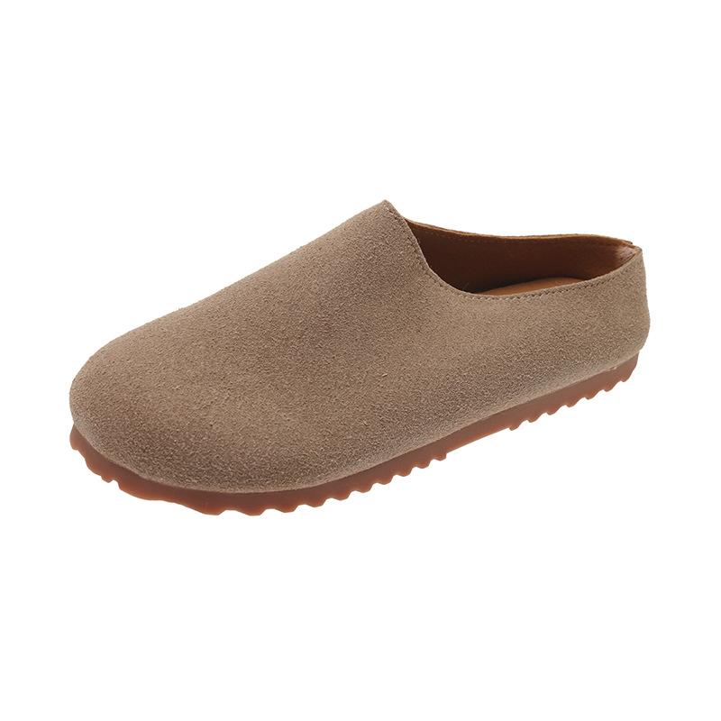 Retro flat-bottomed bag head Boken slippers women's 2025 autumn new versatile flat-bottomed lazy sandals one pedal and half drag