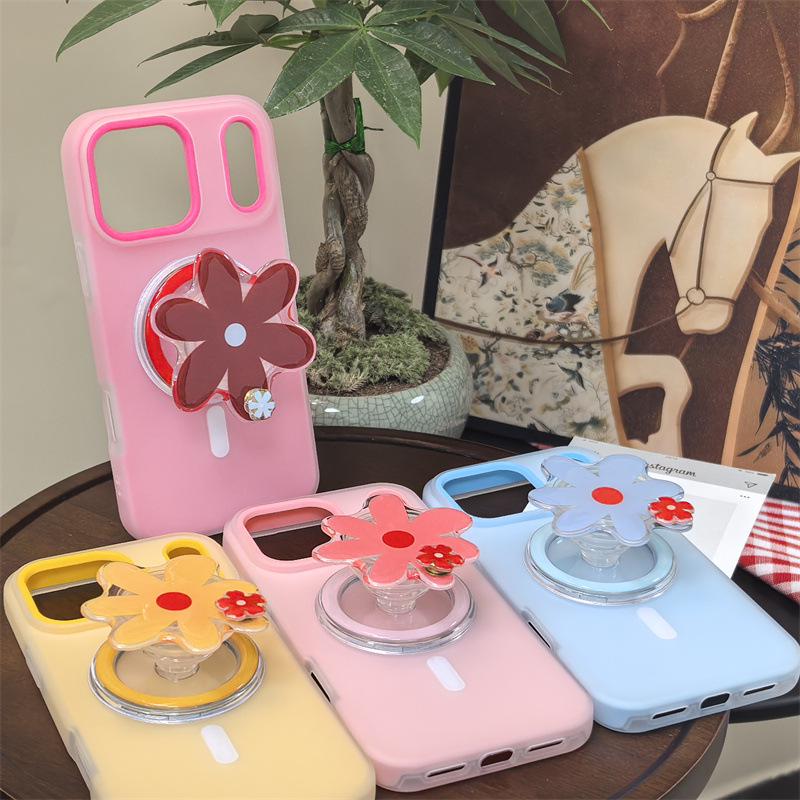 Korean Style Floral Rotating Magnetic Phone Holder with Detachable Telescopic Back Sticker for Hands-Free Viewing, New Model.