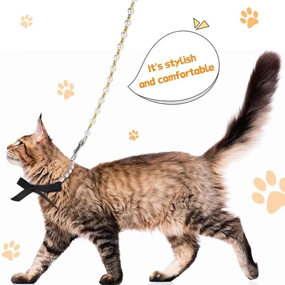 120cm/4ft Dog Cat Pearl Leash Silver Snap Hook Dog Leash Beaded Pet Dog Leash  Small Medium Dogs