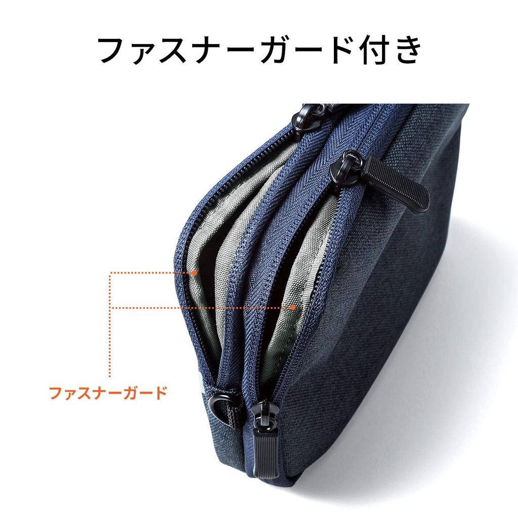 SANWA DIRECT Gadget Business Handy Item Storage Pouch, Slim, Travel, Trip, Pouch, Medium, Gray, 200-BAGIN013GY