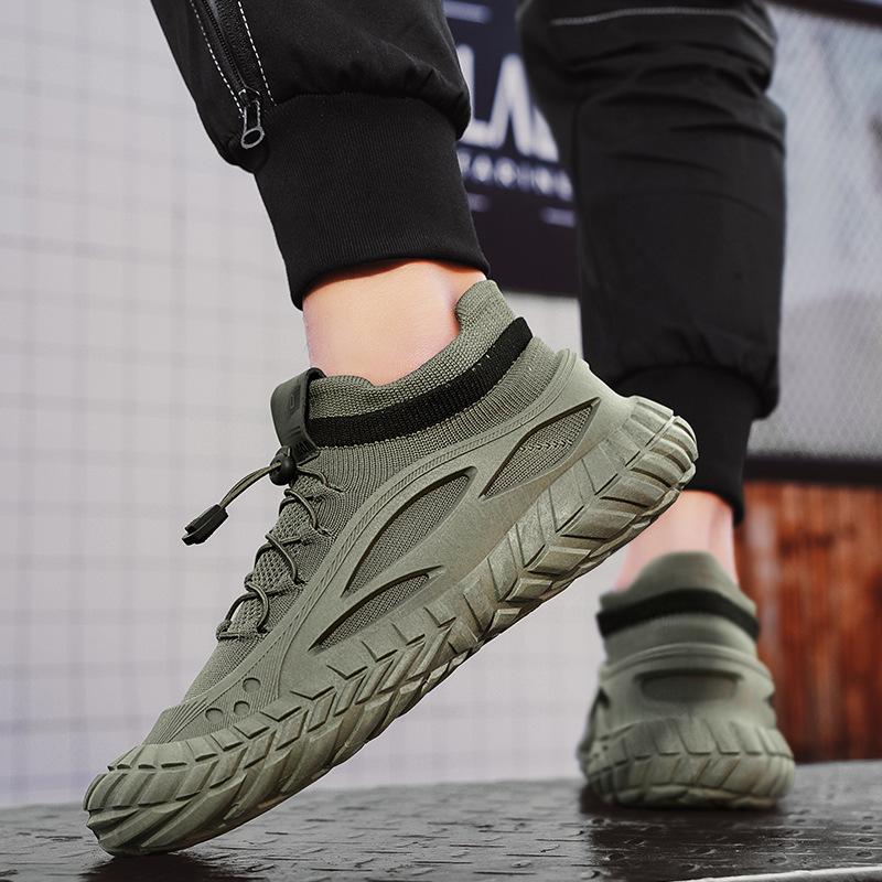 

2025 spring retro men s shoes elastic casual shoes teen one-pedal mesh breathable men s dad shoes 44 зелений