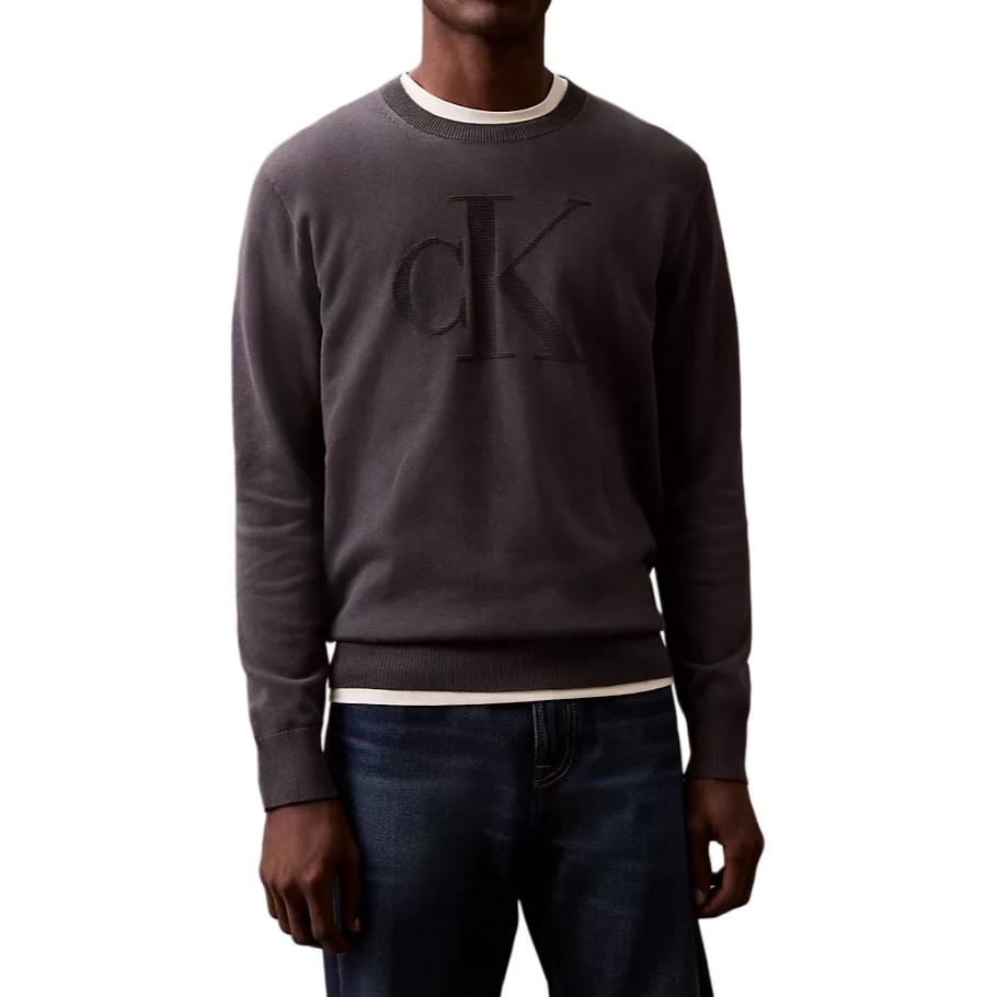 Calvin Klein Minimalist Comfortable Versatile Logo Sweater Men sweater Ebony 40EM300-410