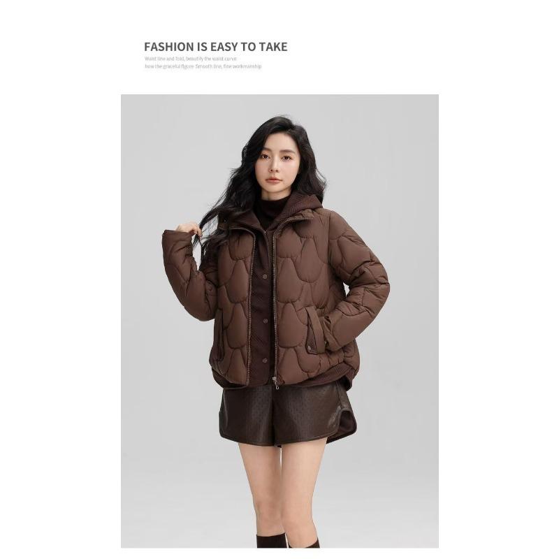 Women S Short Hooded Thick Cotton Padded Coat Loose Fit Winter Ladies Outerwear