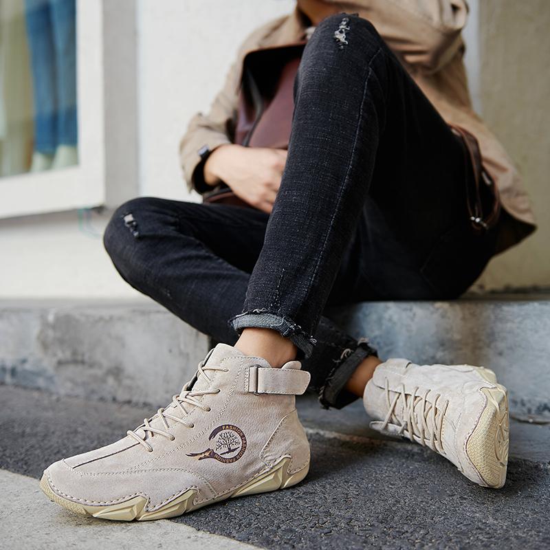Men's Casual Boots Are Lightweight Breathable Anti Slip Oversized Sports Shoes Anti Slip Men's Flat Shoes Outdoor Walking Shoes