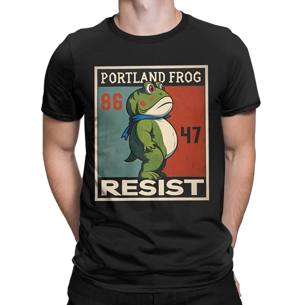 Men's T-Shirts Resist Frogs Portland Frog Stand Strong No Kings In America Since 1776 Cotton Tee Shirt Short Sleeve  T Shirts