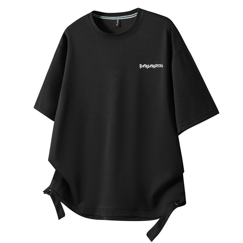 

Большие размеры 4XL-10XL Модная мужская футболка Летние оверсайз топы Повседневная свободная футболка с коротким рукавом Летняя одежда 4XL(80kg-90kg) чёрный