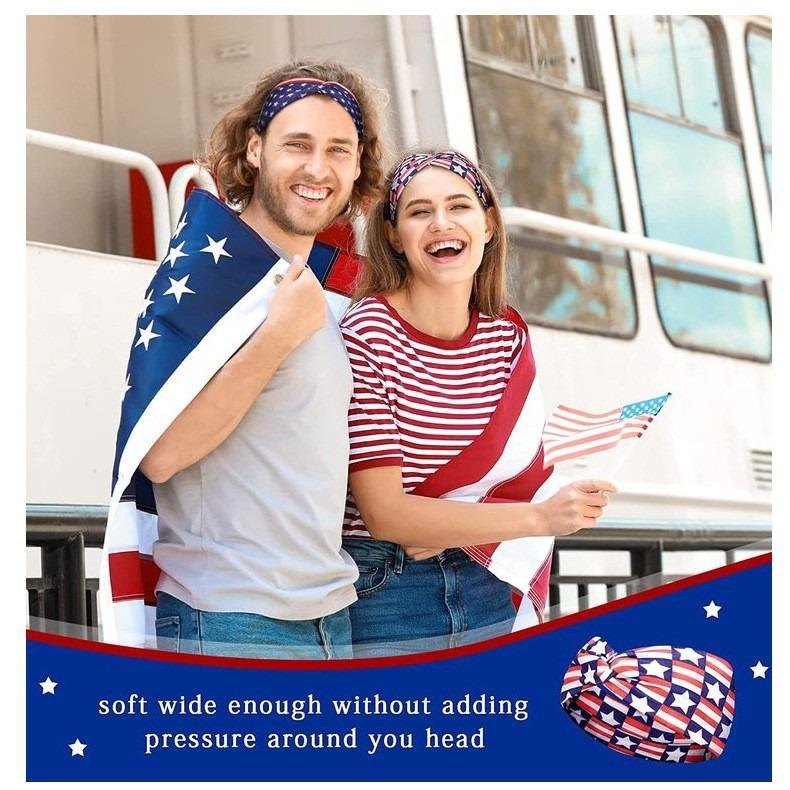 American Flag Headband: Elastic, Sweat-Absorbent for Yoga & Running on Independence Day