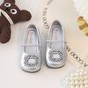 Women's French-Style Square Toe Ballet Flats, Rhinestone Slip-Ons for Spring/Summer 2025, Soft Sole Skirt Shoes