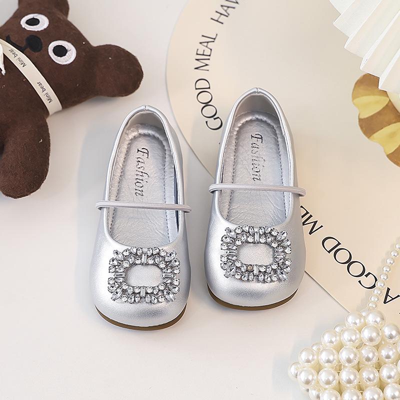 Women's French-Style Square Toe Ballet Flats, Rhinestone Slip-Ons for Spring/Summer 2025, Soft Sole Skirt Shoes