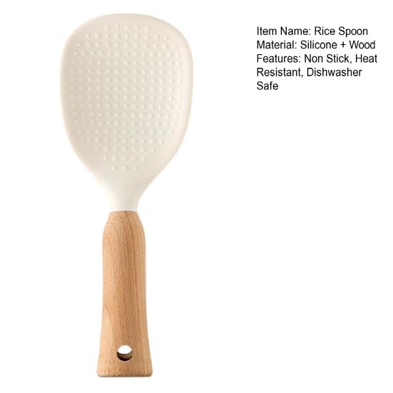 Standing Rice Spoon with Non-Stick Paddle Rice Spatula Spoon Heat Resistant Rice Cooker Spoon Serving Spoon for Grains