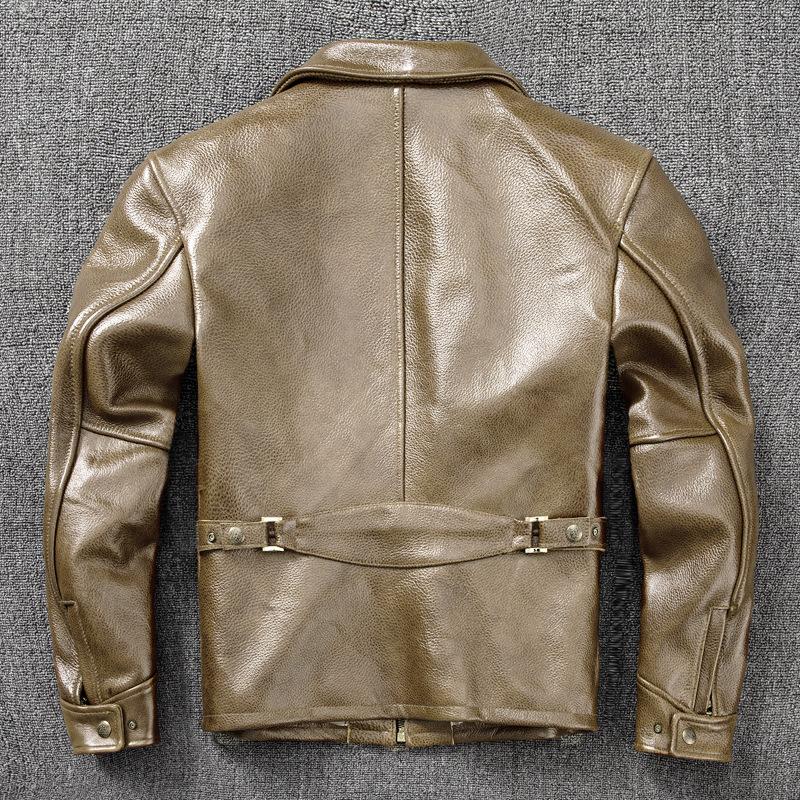 Thickened Head Layer Cowhide Leather Genuine Leather Men's Leather Jacket Handsome Lapel Jacket Trendy Autumn and Winter Jacket