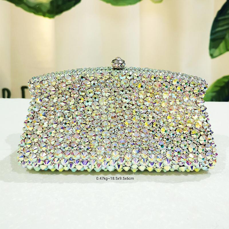 Dumpling Shape Evening Purses WHTUOHENG Bling Diamond Bridal Clutches Women Little Crystal Purse Sparkling Lady Party Handbang