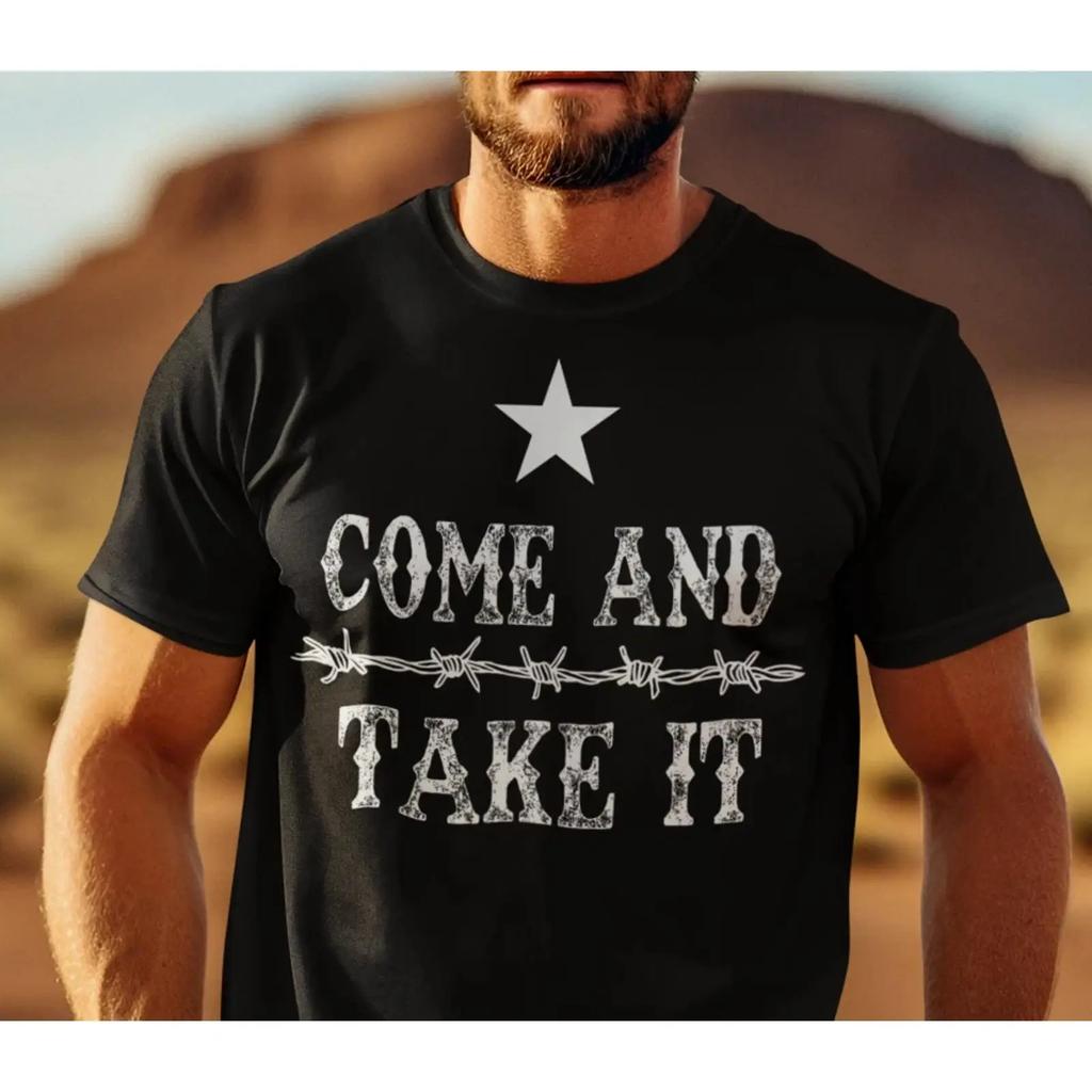 Texas Come And Take It Patriotic USA T shirt Border Security vintage Washed Comfortable Stretch