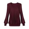 Damen-T-Shirt, lockere Plissee-Puffärmel, gebänderte Unterseite, Bluse, Hemdoberteile