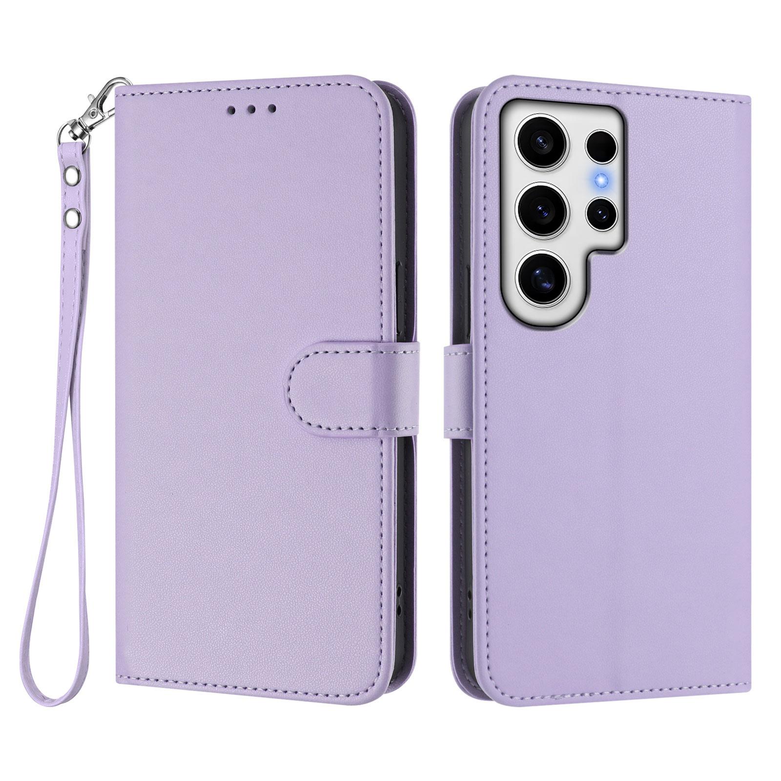 

For Samsung Galaxy S24 Ultra Leather Case Wallet Stand Phone Cover with Wrist Strap H