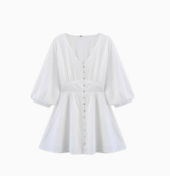 European American Women's V-neck Embroidered Mini Dress - Fashionable & Trendy