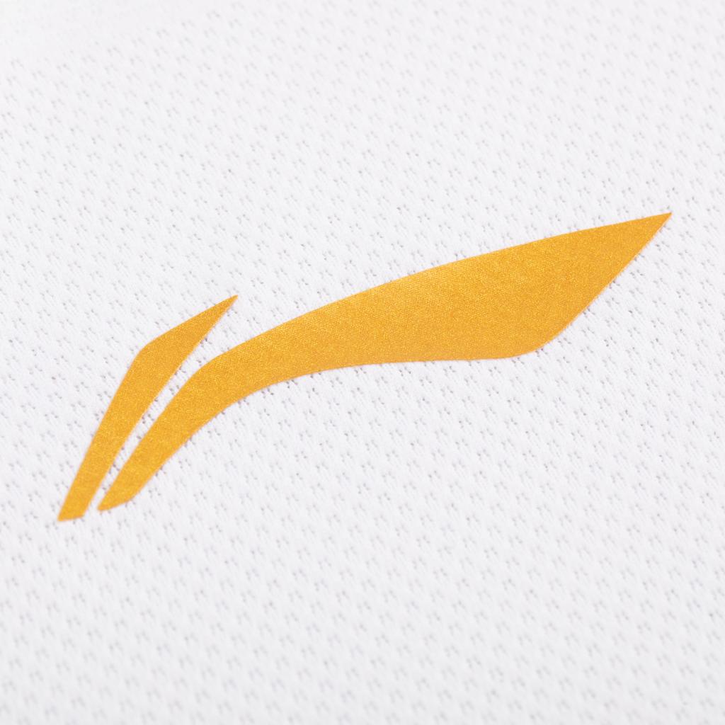Li Ning Badminton Series V-Neck Pullover Comfortable Versatile Breathable Short Sleeve Badminton Shirt Unisex Tops Standard-White AAYU223-2