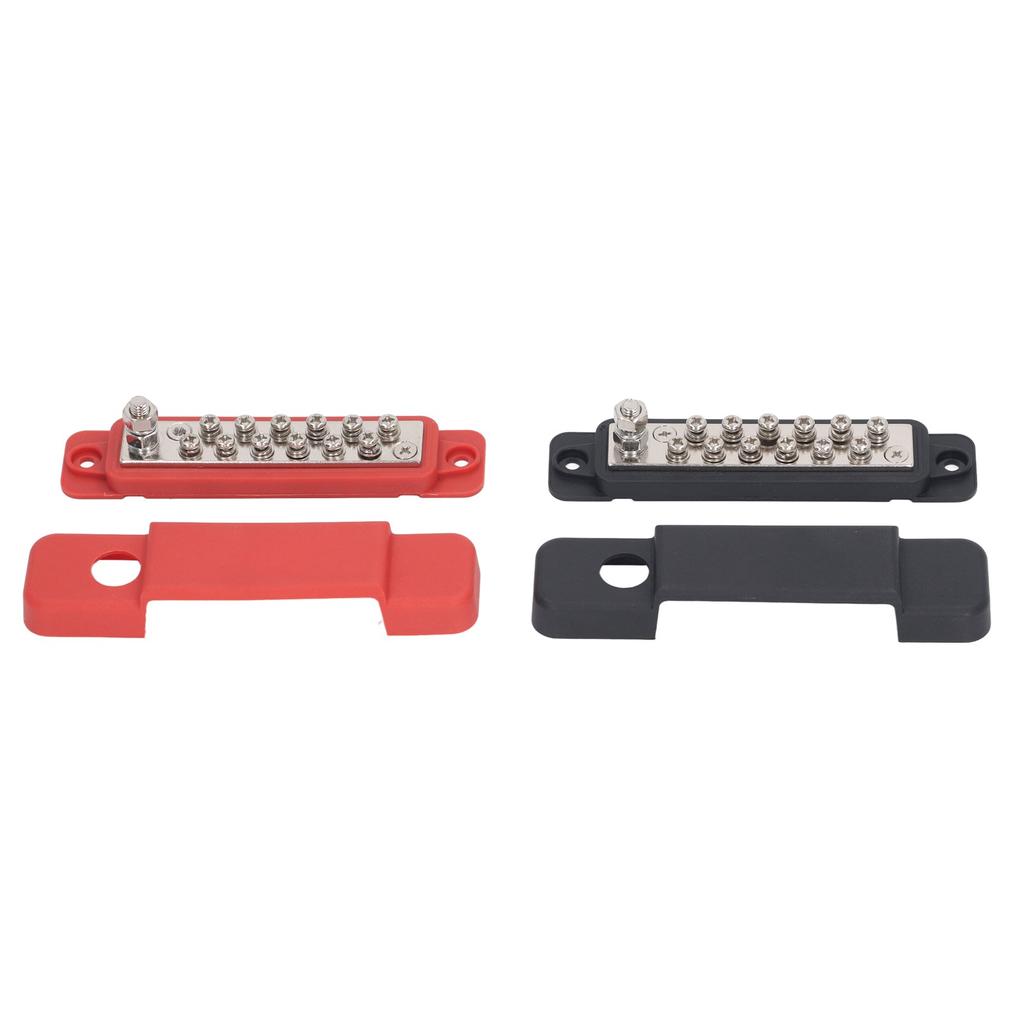 2 Sets 12 Terminal Busbar M8 Stud Power Distribution Block for Automobile RV Marine Yacht DC48V