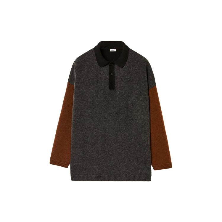 LOEWE Polo Shirts Men's Dark Gray Polo Collar Moderate Straight Fit H52633-3X84-1204