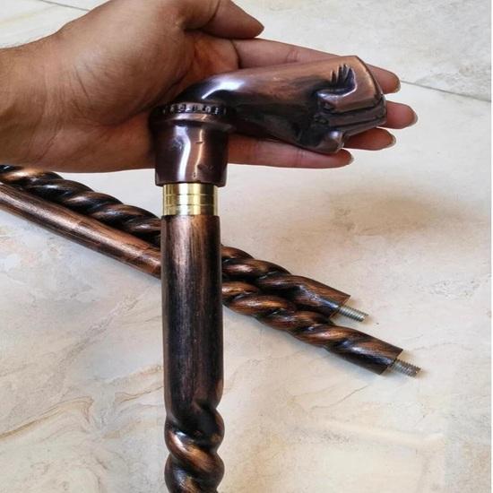 Mânar de alamă antic pentru baston de mers, baston de mers, stil nautic, realizat manual, cadou de colecție pentru domni