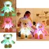 LED-Leuchtender Teddybär Plüschtier mit Fliege Design Langhaarig Bunte Blinkende Lichter